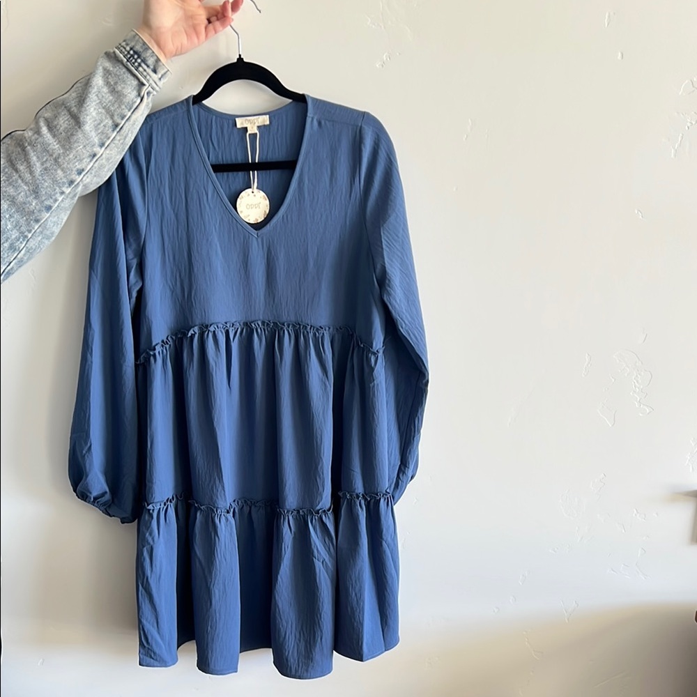 Blue Long Sleeve Dress